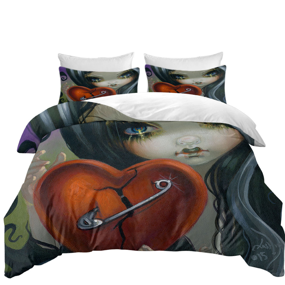 Faces of Faery _230 Goth Girl Fixing a Broken Heart Duvet Covers