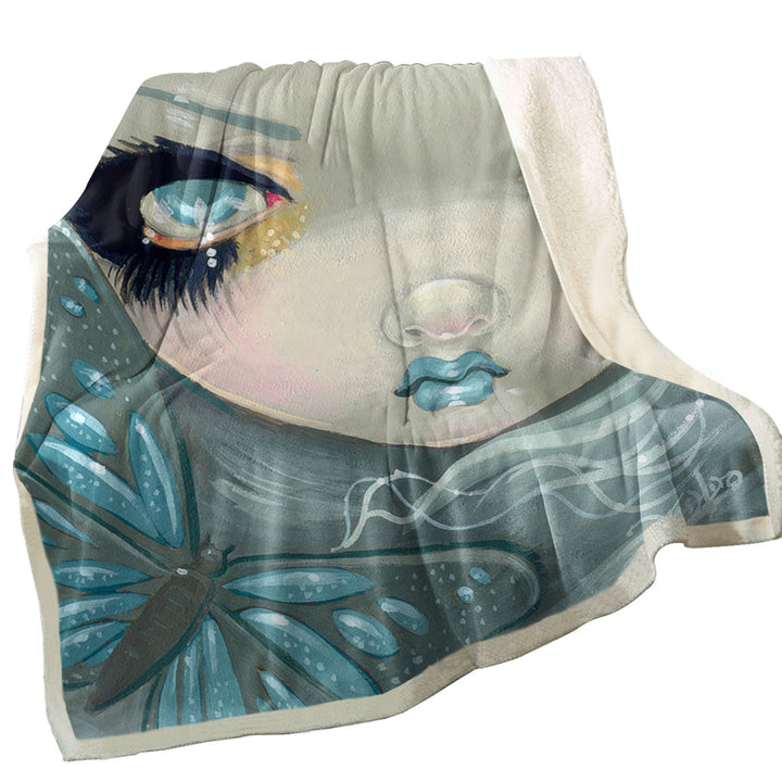 Faces of Faery _26 Ice Girl Decorative Blankets