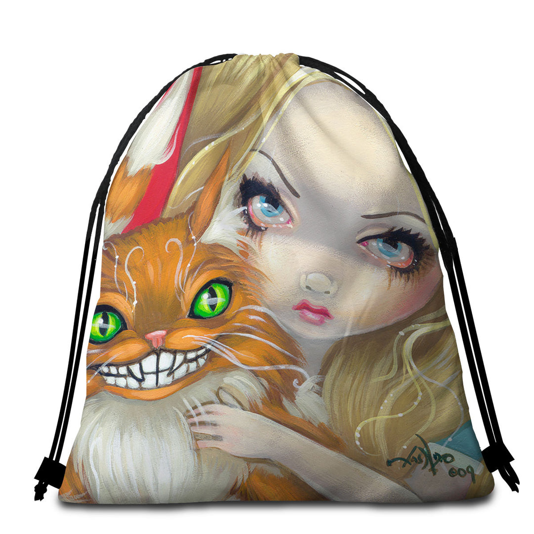 Faces of Faery _29 Alice and Cheshire Cat Beach Bags and Towels