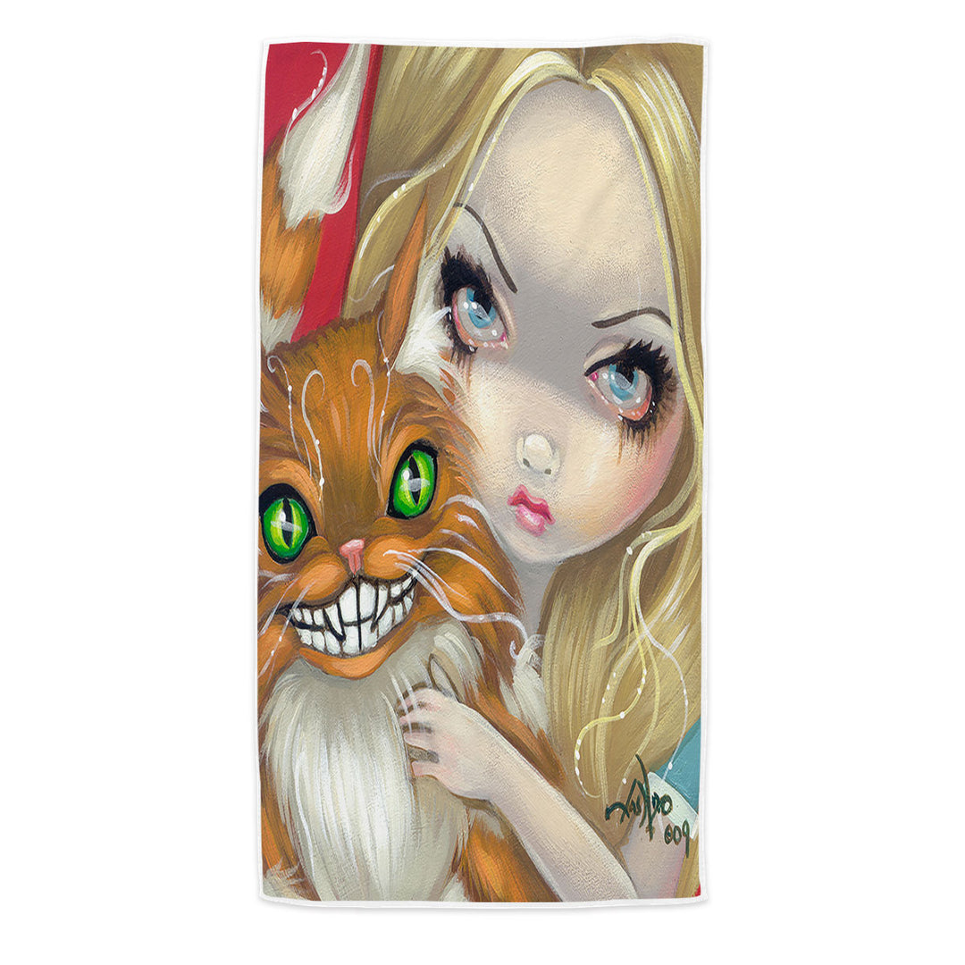 Faces of Faery _29 Alice and Cheshire Cat Beach Towels