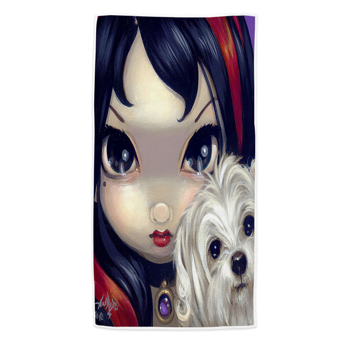 Faces of Faery _41 Girl with Adorable Maltese Dog Beach Towels