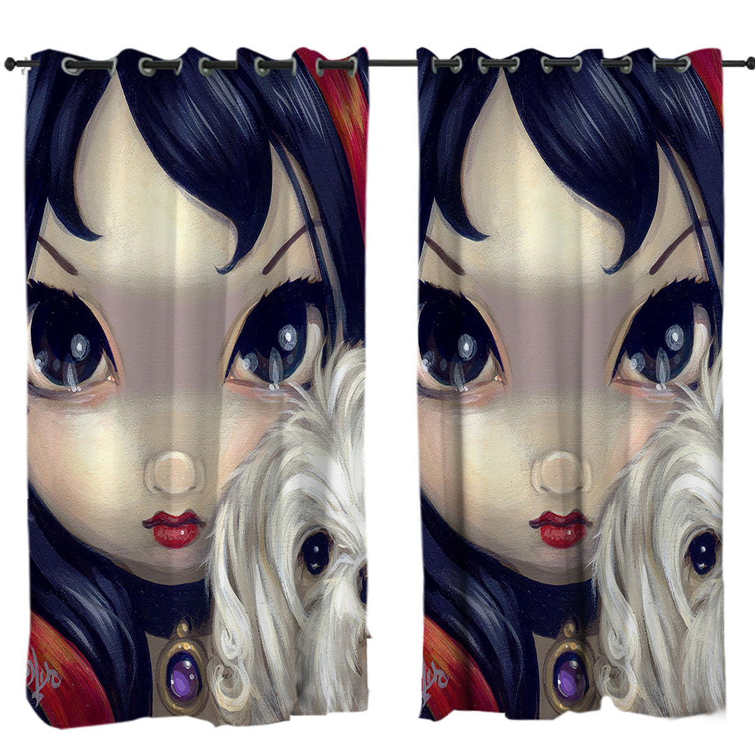 Faces of Faery _41 Girl with Adorable Maltese Dog Curtain