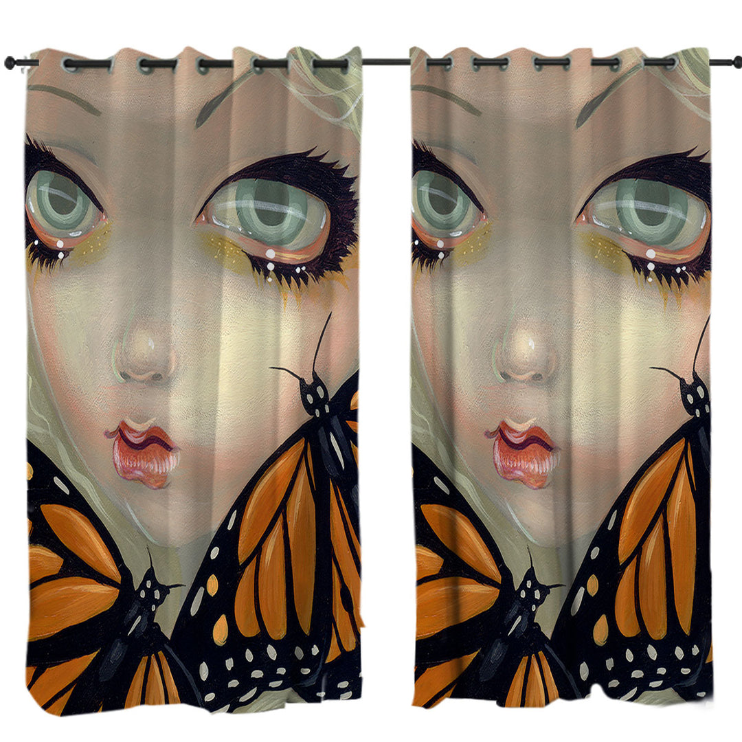 Faces of Faery _57 Girl with Monarch Butterflies Drapery