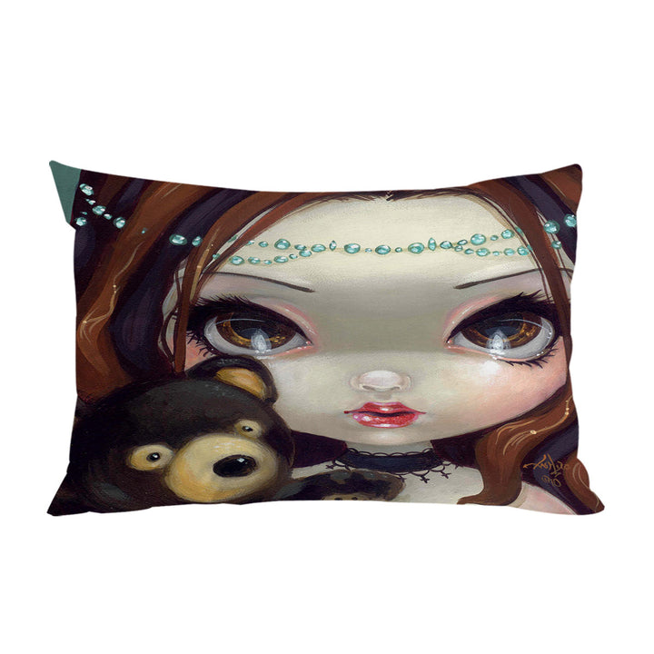 Faces of Faery _69 Princess Girl with Teddy Bear Pillowcase