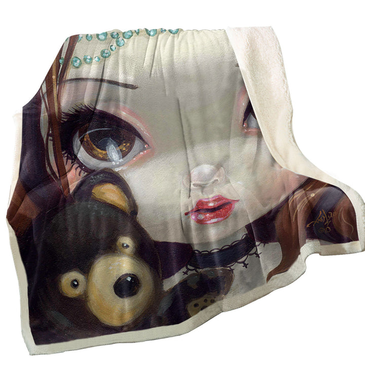 Faces of Faery _69 Princess Girl with Teddy Bear Sherpa Blanket