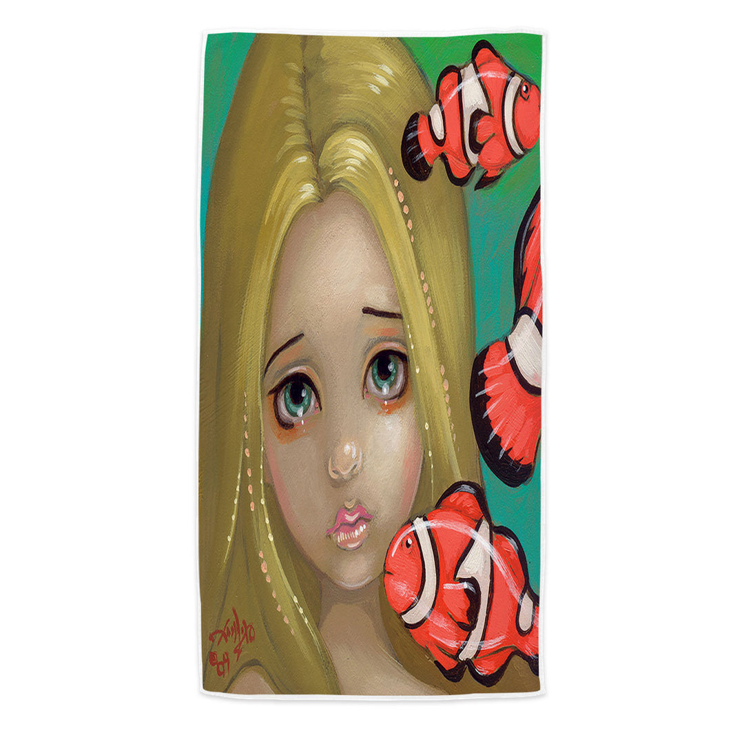 Faces of Faery _8 Girl and Clownfish Beach Towel