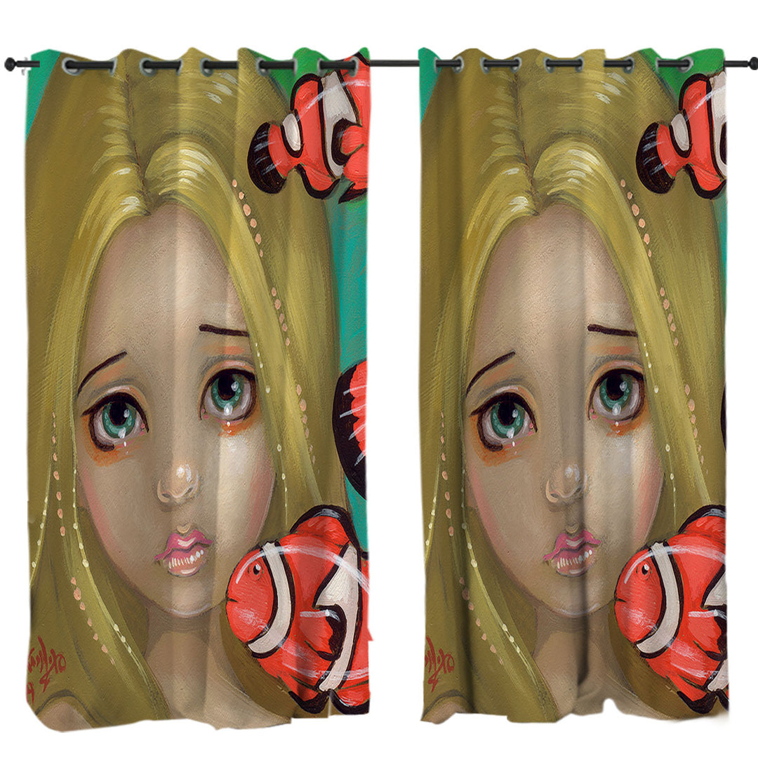 Faces of Faery _8 Girl and Clownfish Curtains