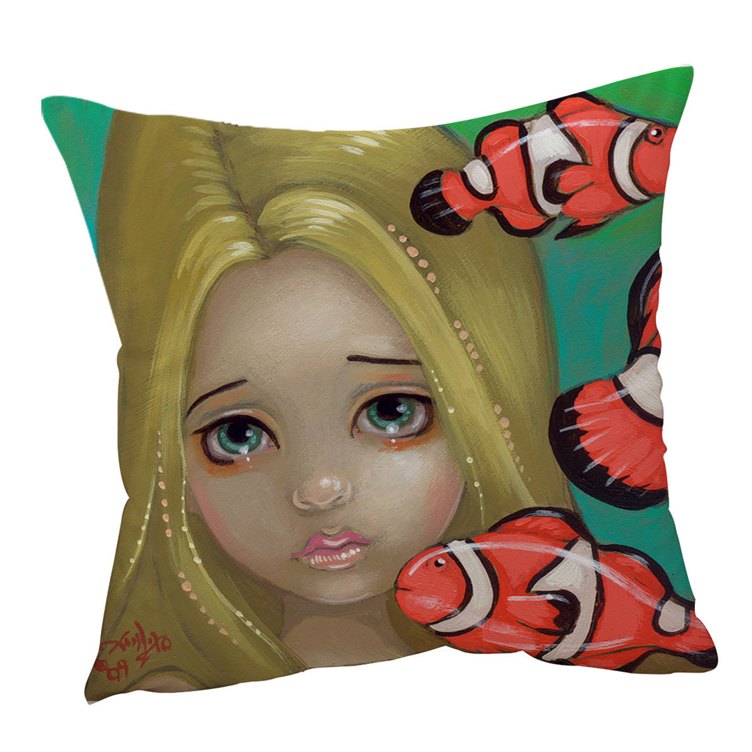 Faces of Faery _8 Girl and Clownfish Cushion Cover