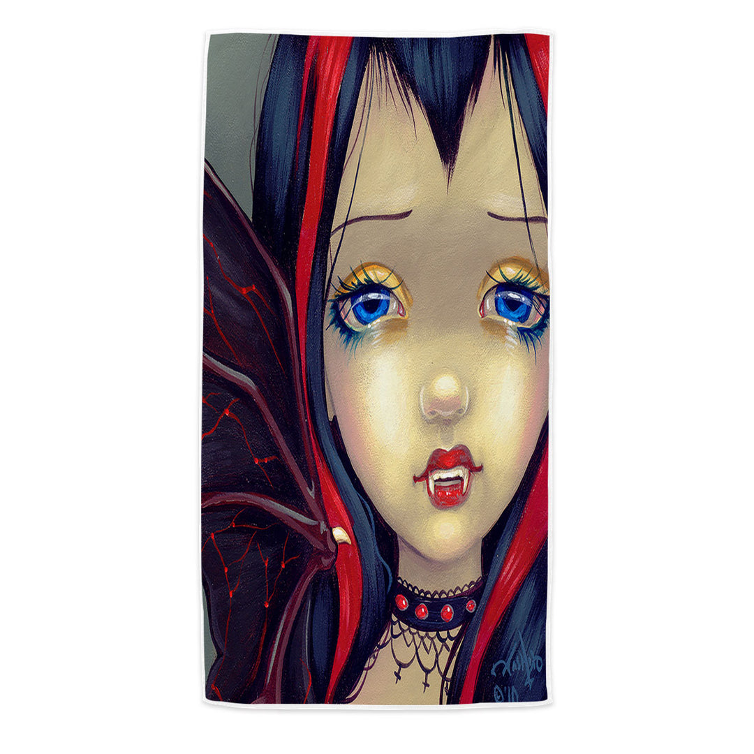 Faces of Faery _99 Vampire Goth Girl Beach Towels