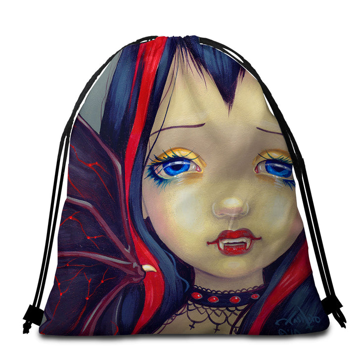 Faces of Faery _99 Vampire Goth Girl Microfiber Beach Towel