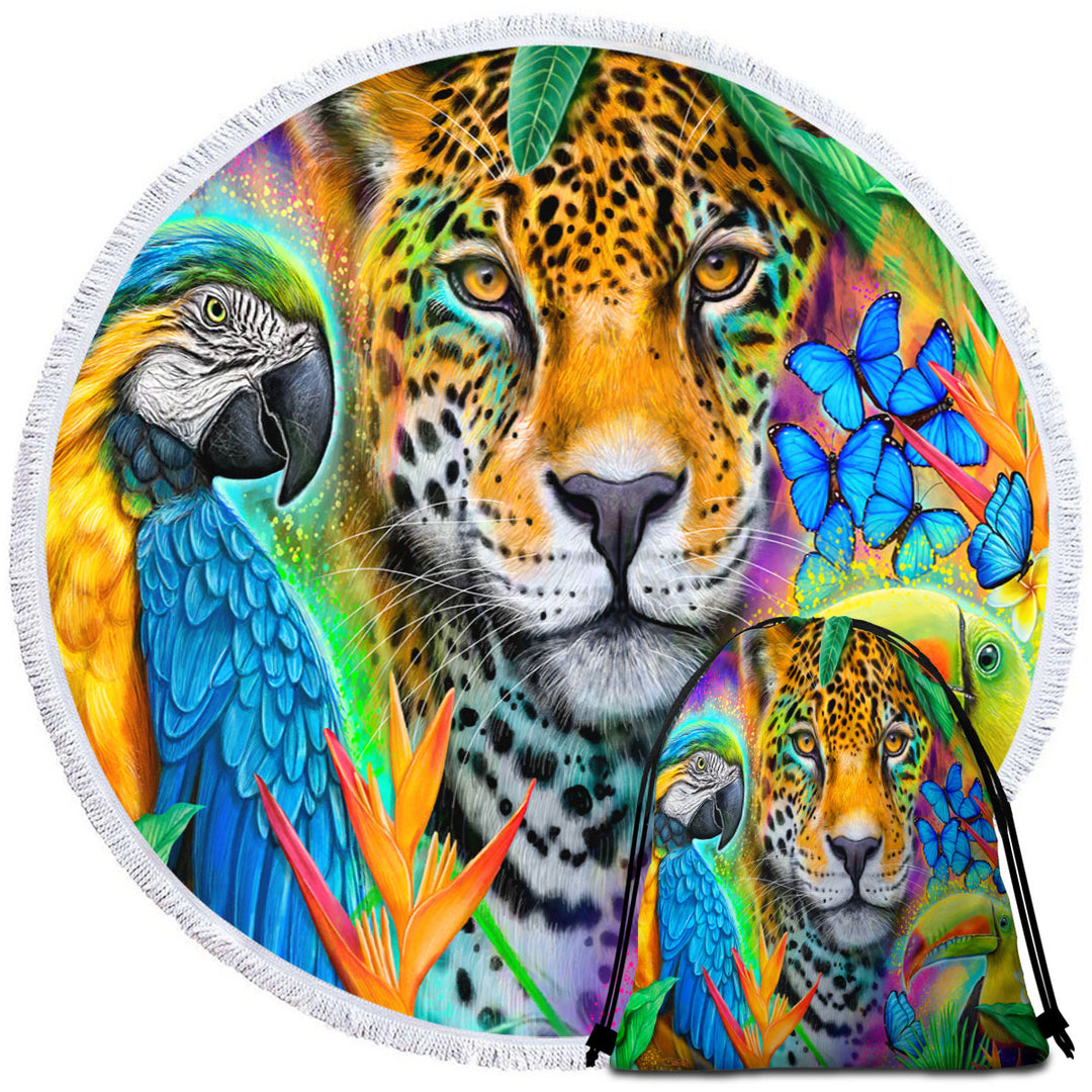 Faces of Nature Macaw Ara Jaguar Toucan Beach Towels