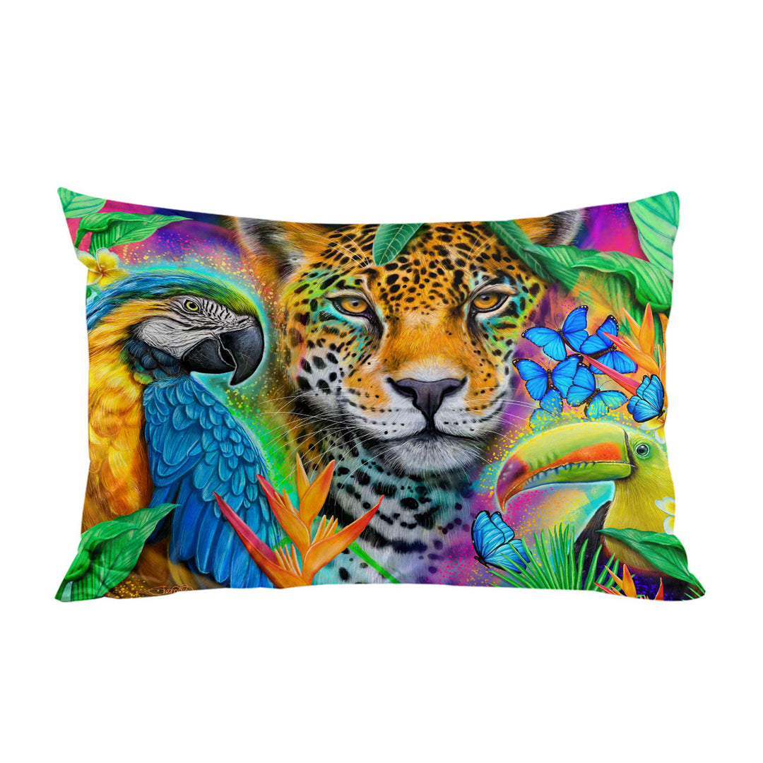 Faces of Nature Macaw Ara Jaguar Toucan Pillowcase