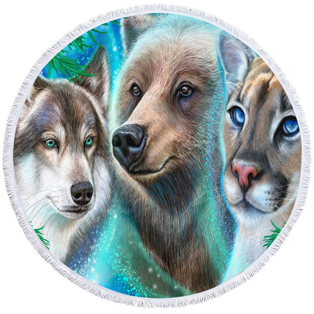 Faces of Nature Wolf Bear Cougar Beach Towels on Sale