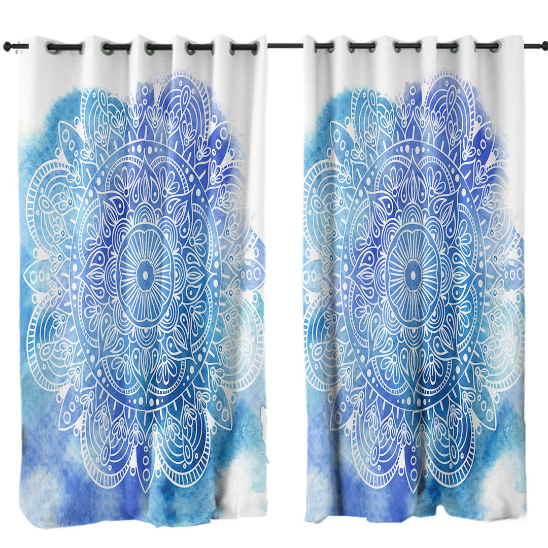 Fading Blue Purple Mandala Curtain