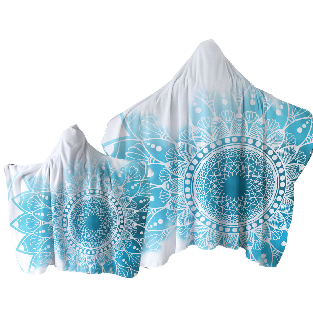 Fading Light Blue Mandala Towel with Hood