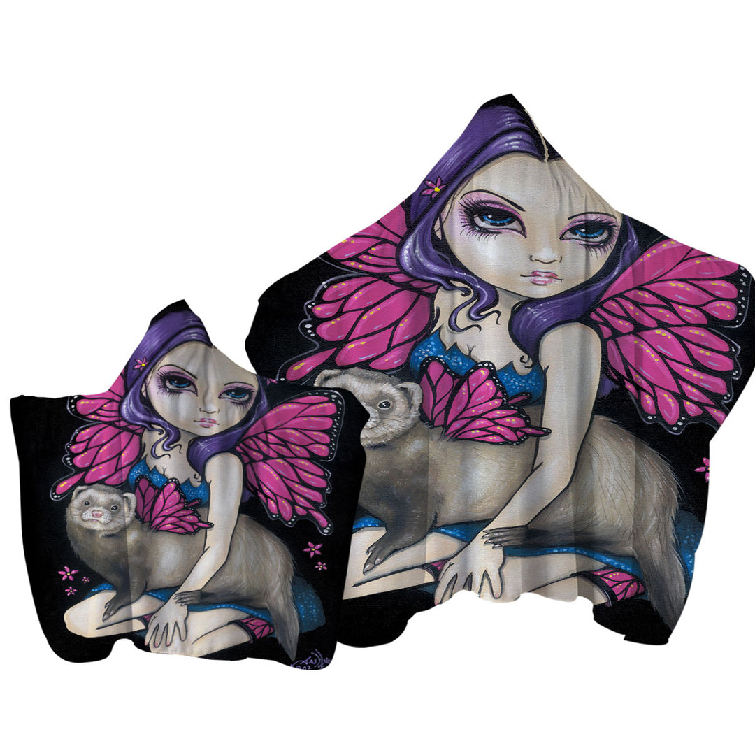 Fairey and Ferret with Butterfly Wings Towel Hoodie