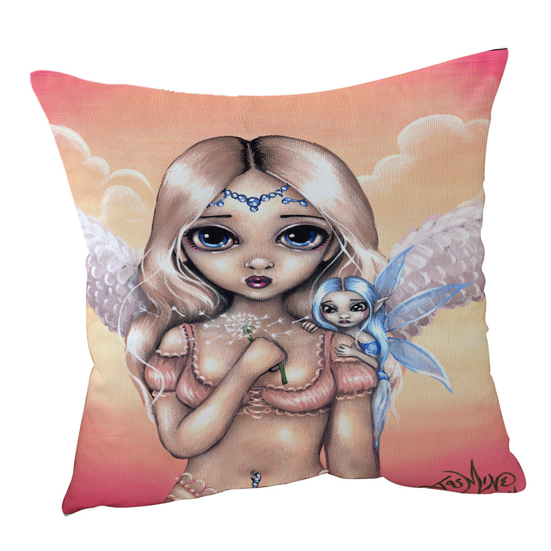 Fairy Cushion Covers Making a Wish Angelic Fairy and her Pixie Friend