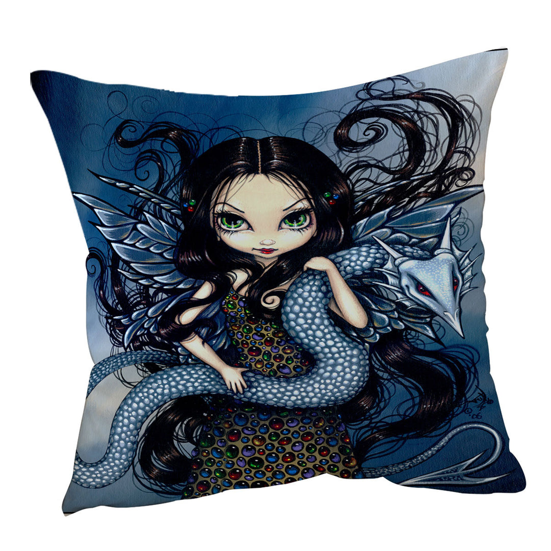 Fairy Cushions Jewele Fairy with Jewels Dress and Silver Dragon