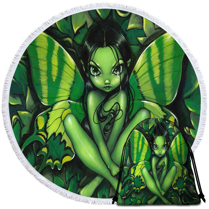 Fairy Green Butterfly Fantasy Beach Towels for Girls