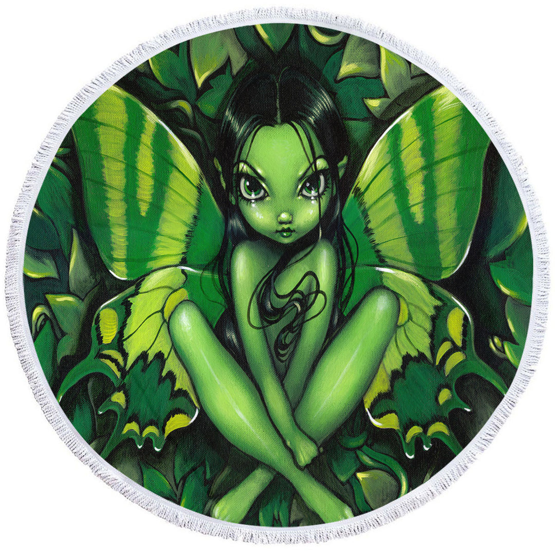 Fairy Green Butterfly Fantasy Circle Beach Towel