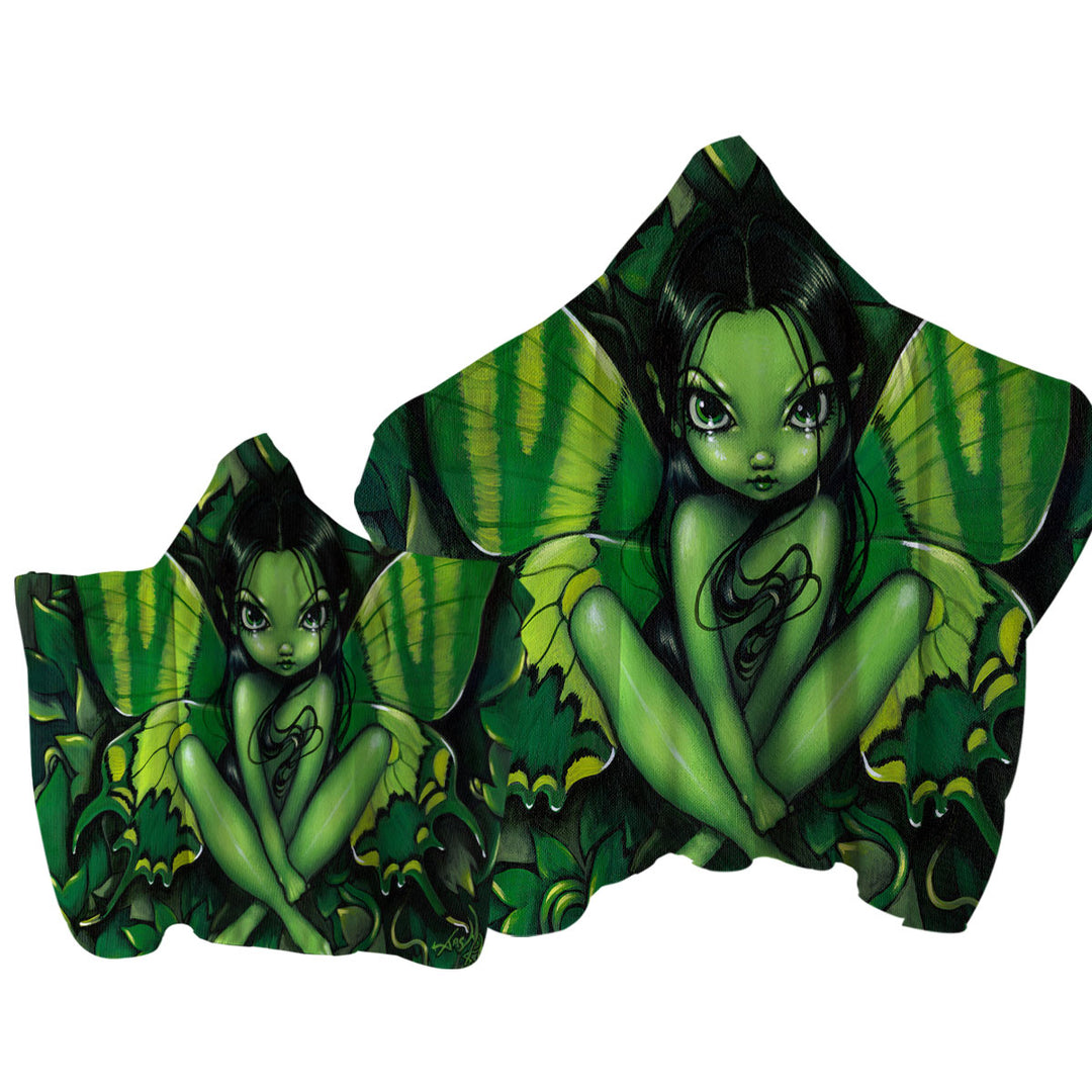 Fairy Green Butterfly Fantasy Towel Hoodie