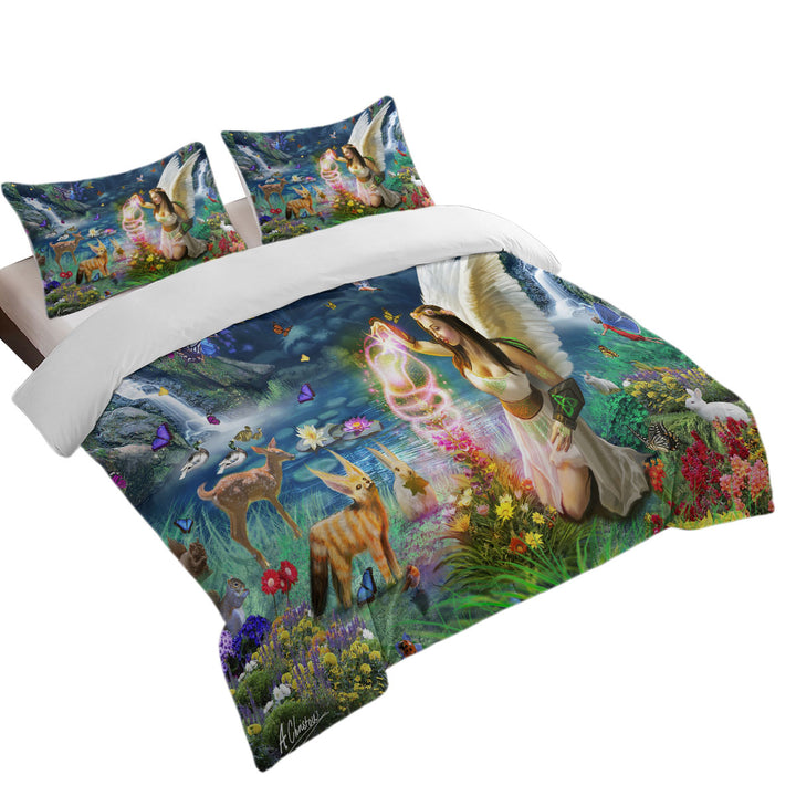 Fairy Tale Forest with a Beautiful Fairy Goddess Coverlets