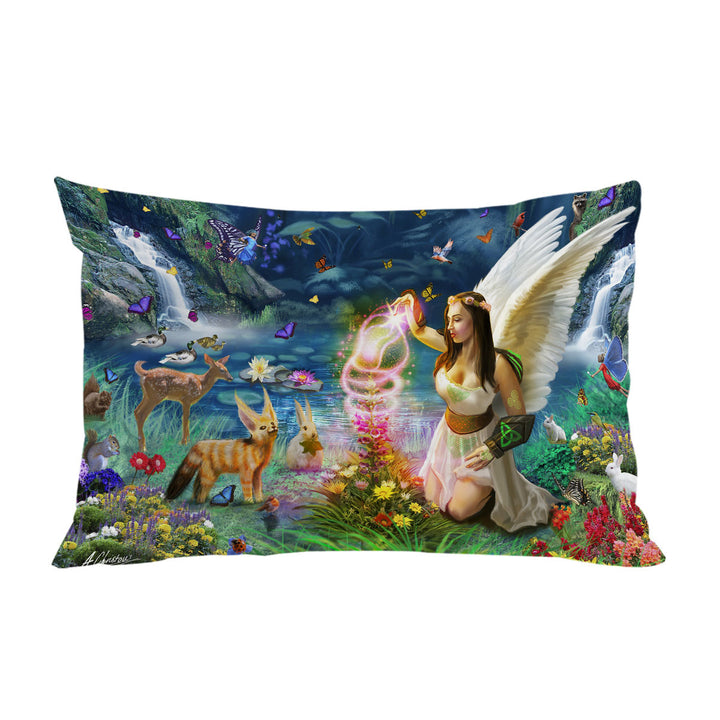 Fairy Tale Forest with a Beautiful Fairy Goddess Pillowcase