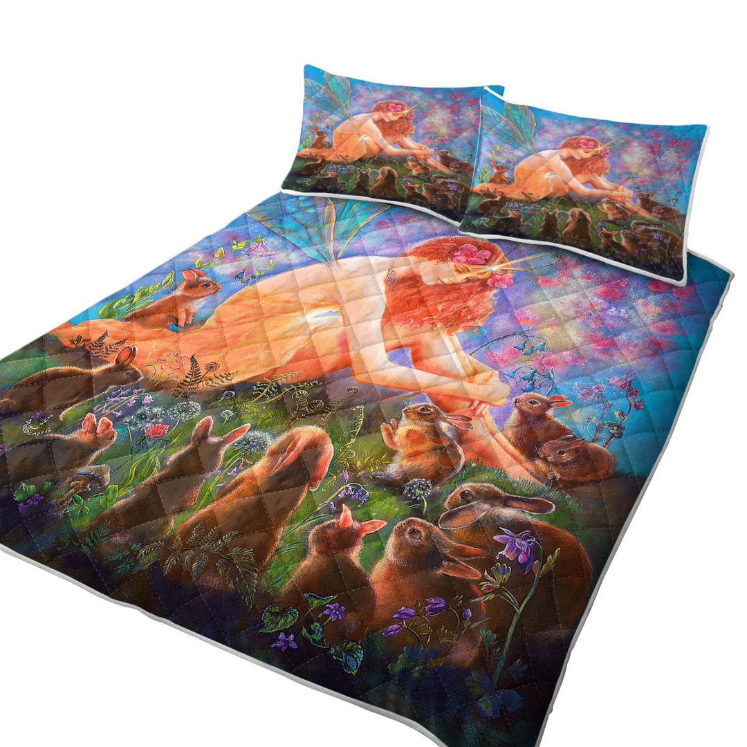 Fairy Tales Art the Fairy and the Velveteen Rabbit King Size Quilt Sets