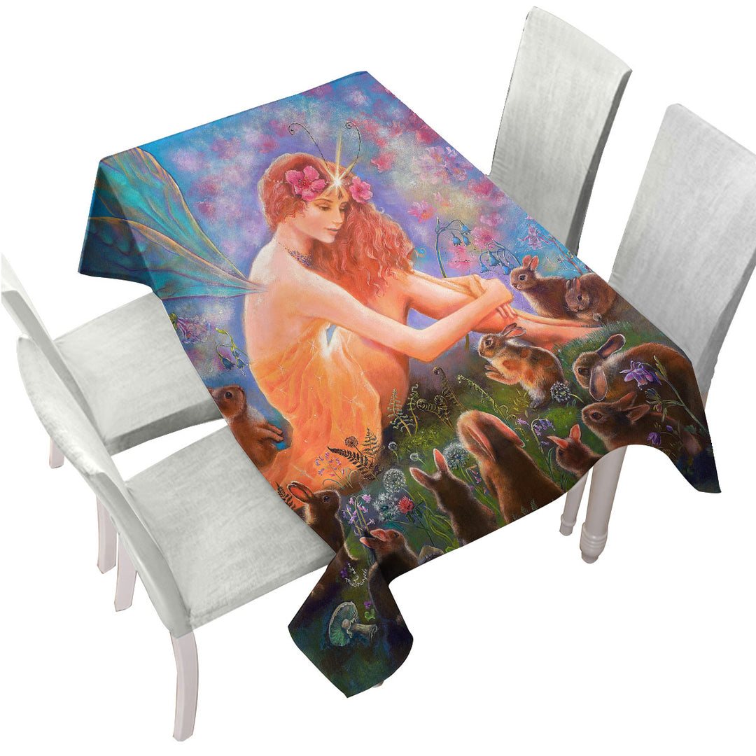 Fairy Tales Art the Fairy and the Velveteen Rabbit Tablecloths