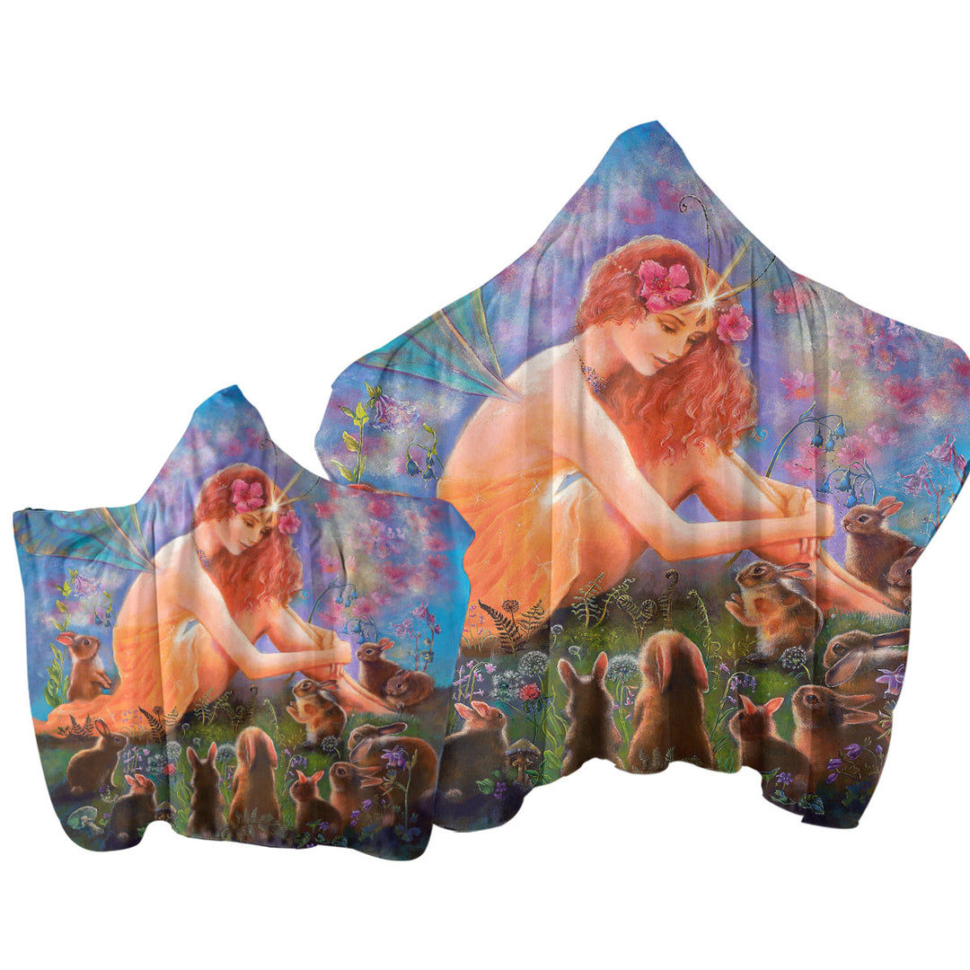 Fairy Tales Art the Fairy and the Velveteen Rabbit Towel with Hood