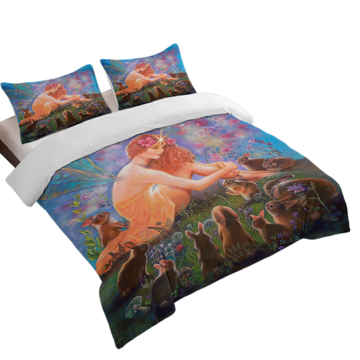 Fairy Tales Art the Fairy and the Velveteen Rabbit Twin xl Duvet Covers