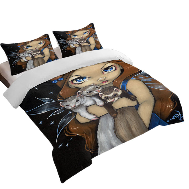 Fairy with Armful of Ferrets Duvet Cover