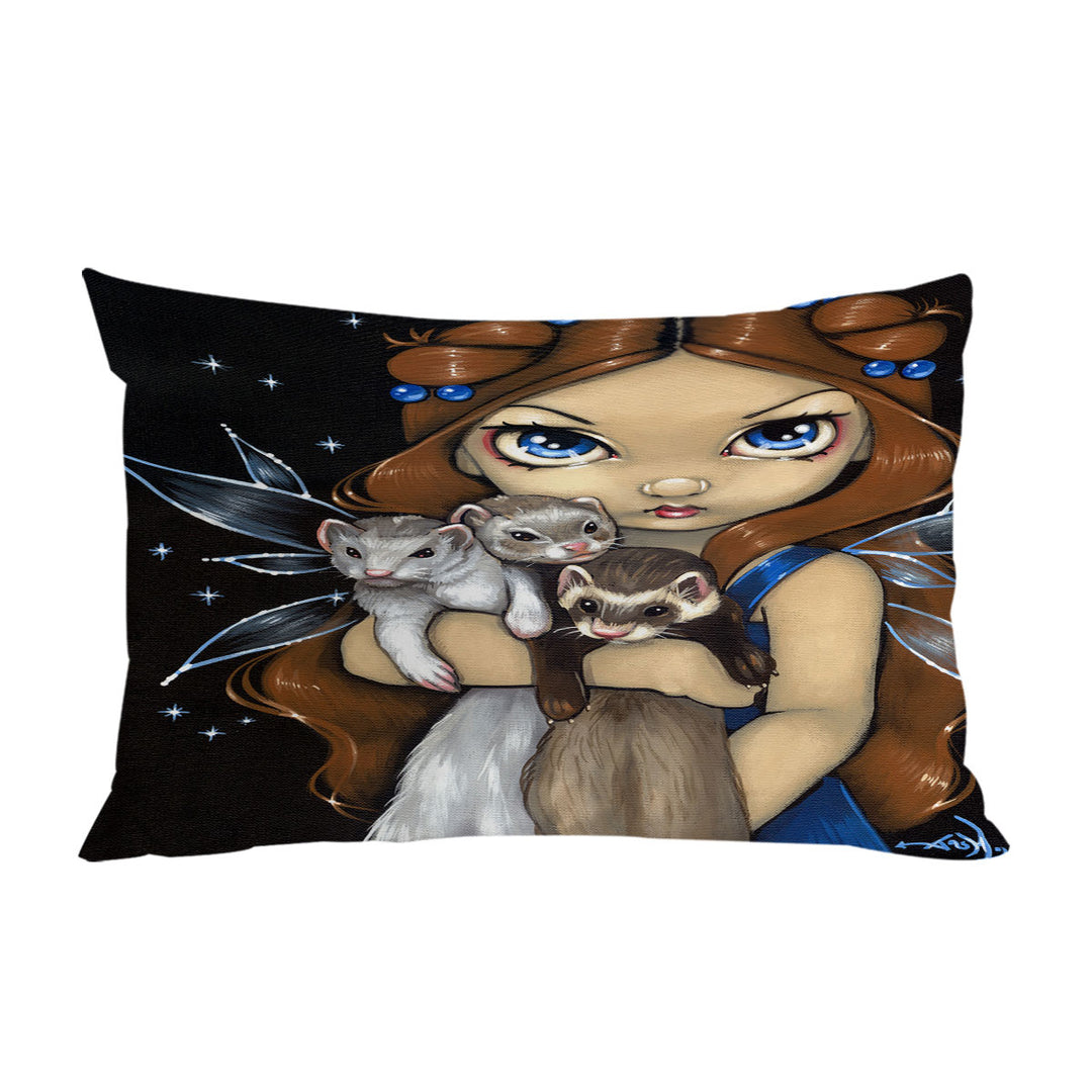 Fairy with Armful of Ferrets Pillow Case Covers