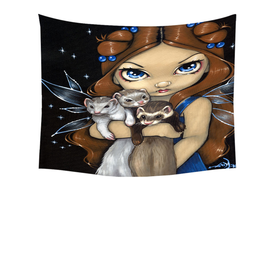 Fairy with Armful of Ferrets Tapestry