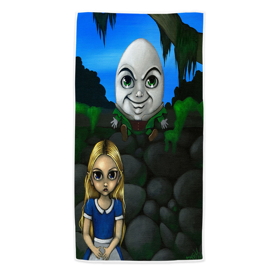 Fairytale Art Alice and Humpty Dumpty Beach Towel