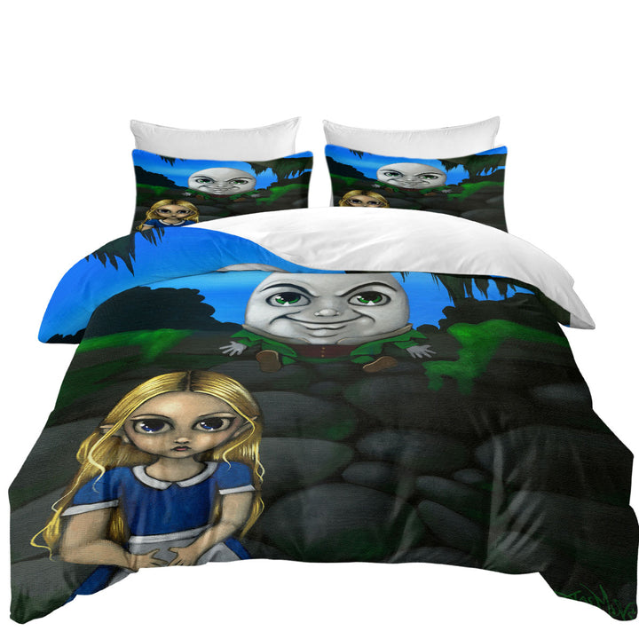 Fairytale Art Alice and Humpty Dumpty King Quilt Cover