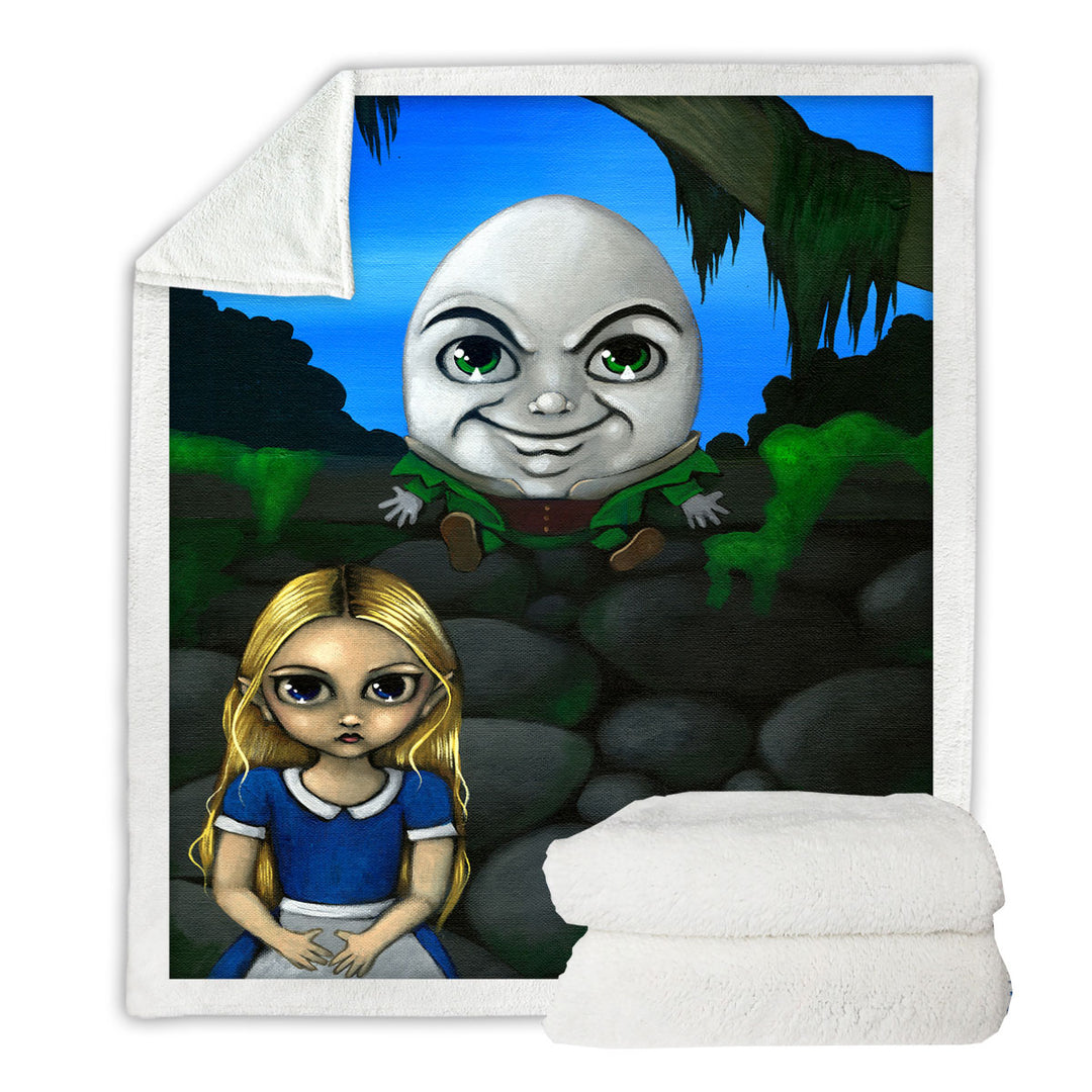 Fairytale Art Alice and Humpty Dumpty Sherpa Blanket