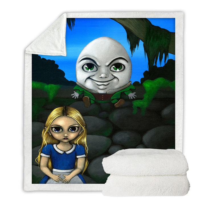 Fairytale Art Alice and Humpty Dumpty Sherpa Blanket