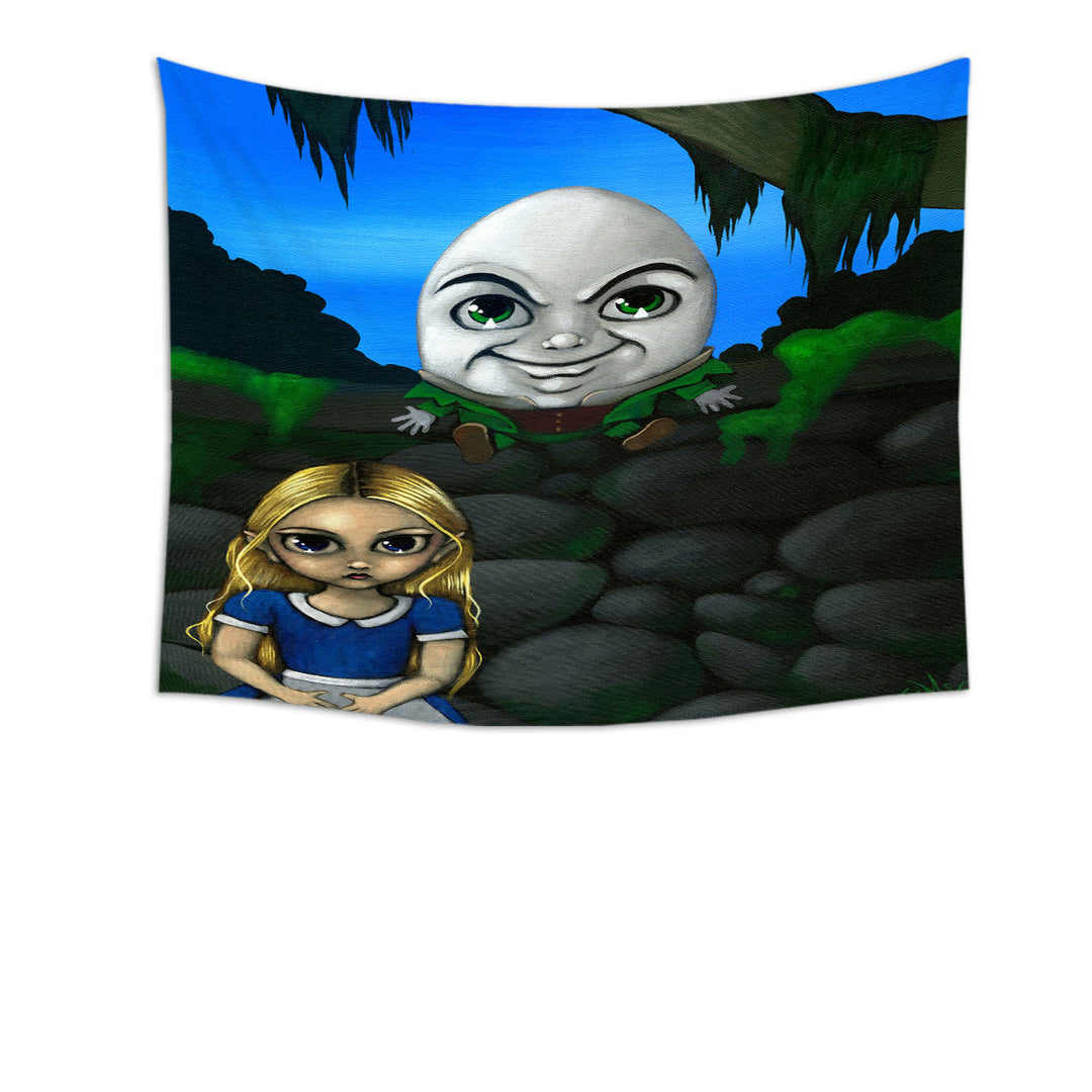 Fairytale Art Alice and Humpty Dumpty Tapestry Wall Decor