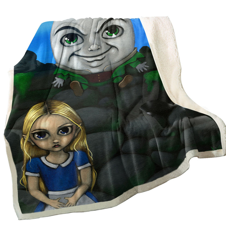 Fairytale Art Alice and Humpty Dumpty Throw Blanket