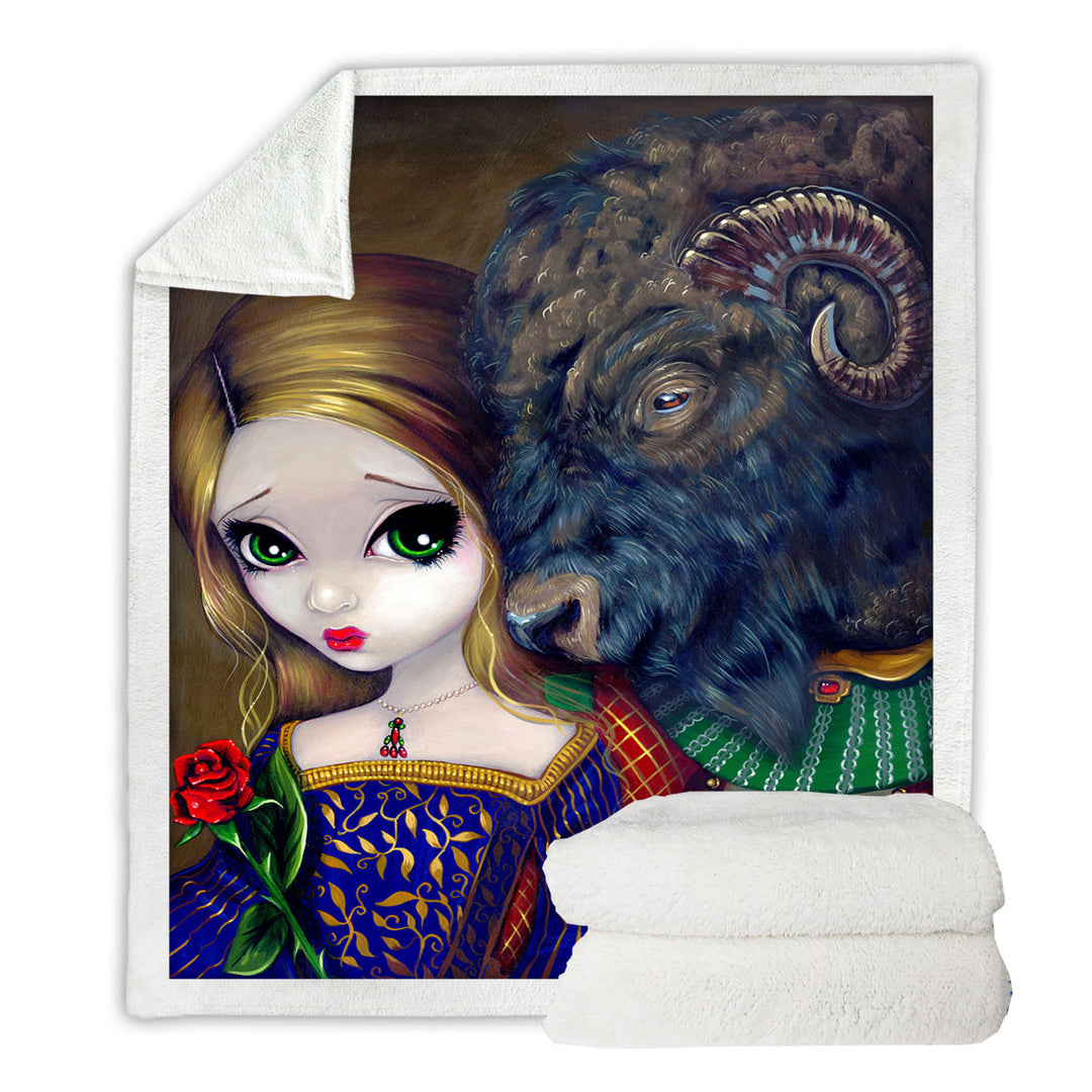 Fairytale Art Beauty and the Beast Throw Blanket