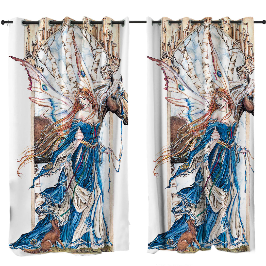 Fairytale Art Drawing Serenity Fairy and Horse Drapes