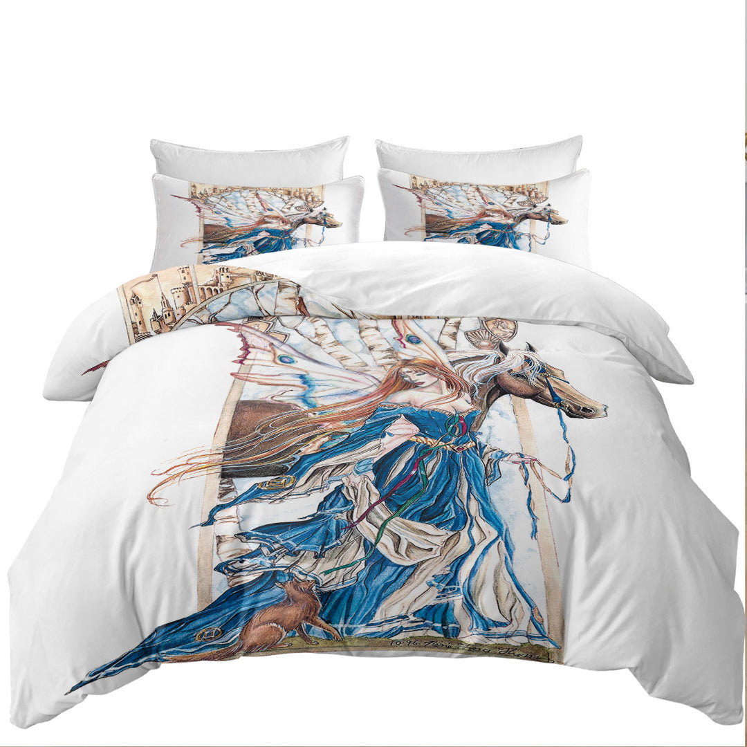 Fairytale Art Drawing Serenity Fairy and Horse Good Duvet Covers