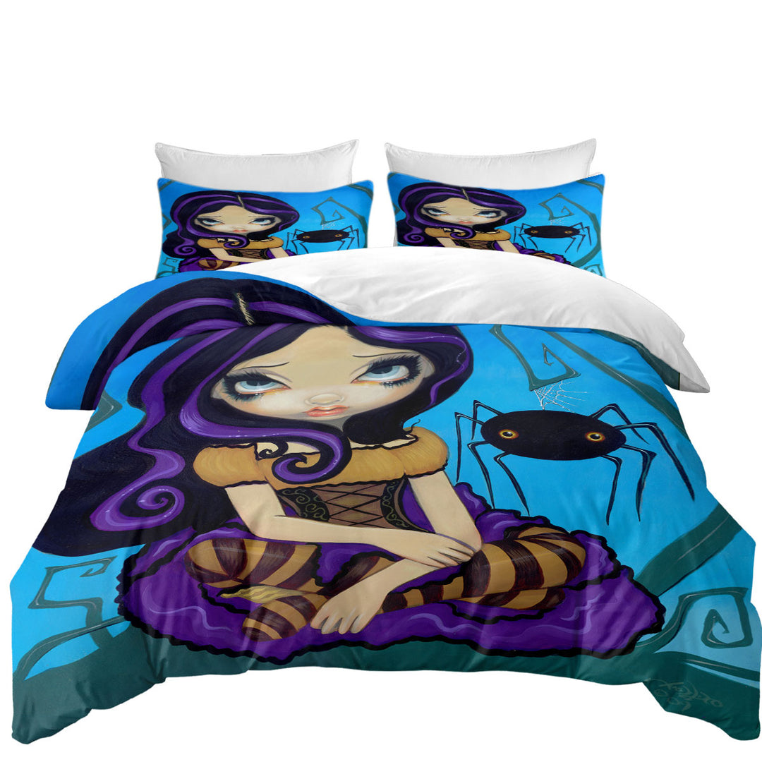 Fairytale Art Spider and Little Miss Muffet Duvet Cover Queen