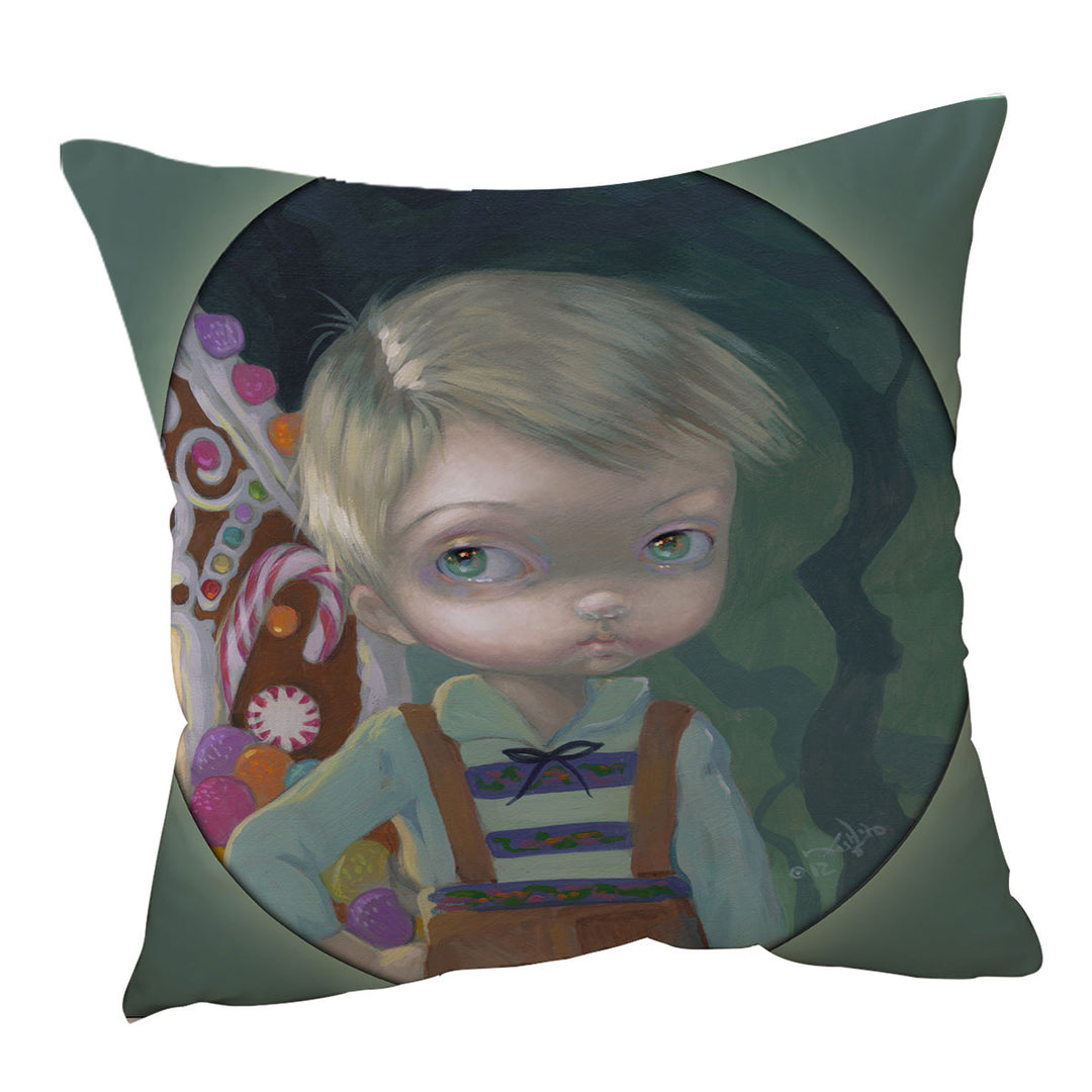 Fairytale Cushion Cover Kids Art Hansel House Made of Candy