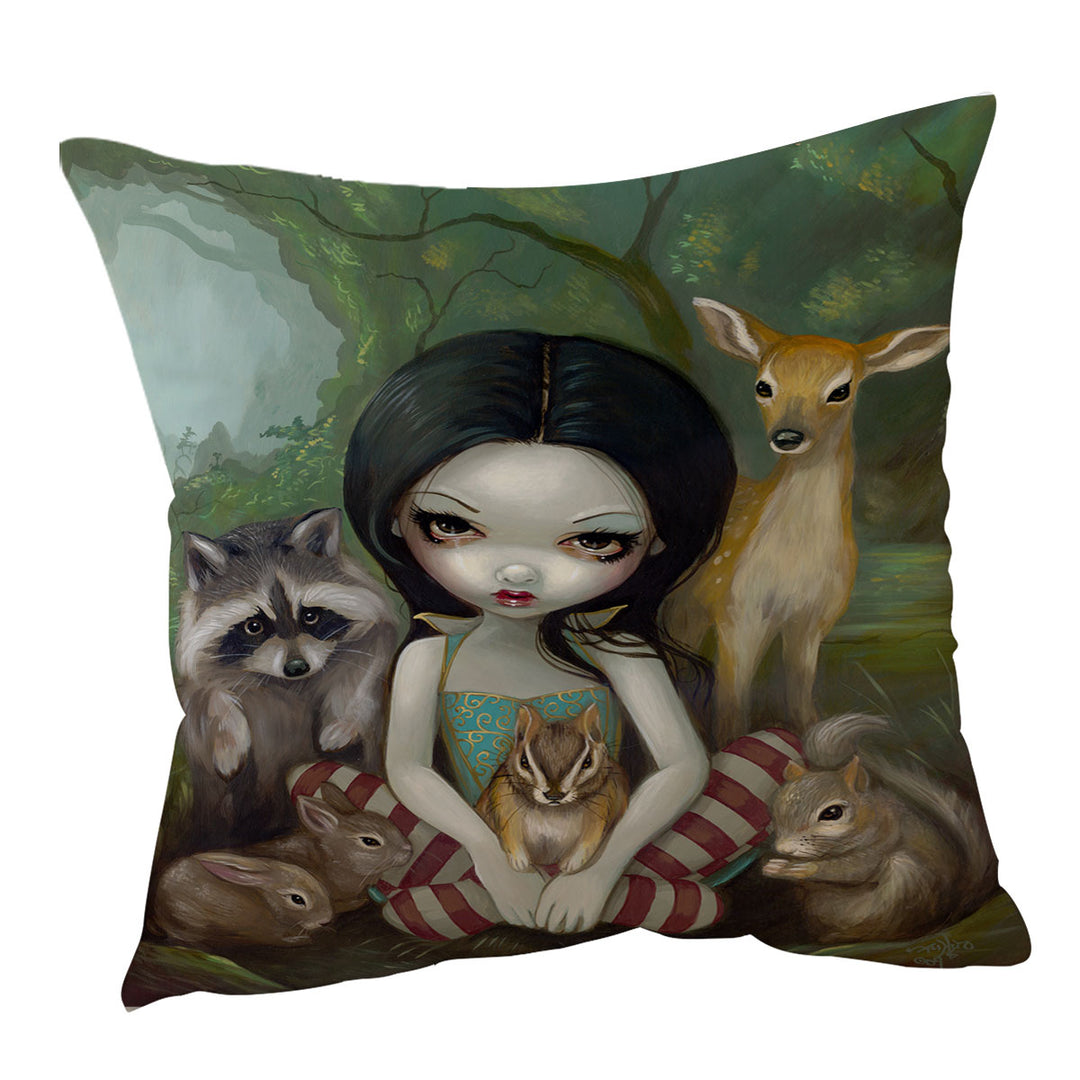 Fairytale Cushion Covers Forest Snow White and Her Animal Friends