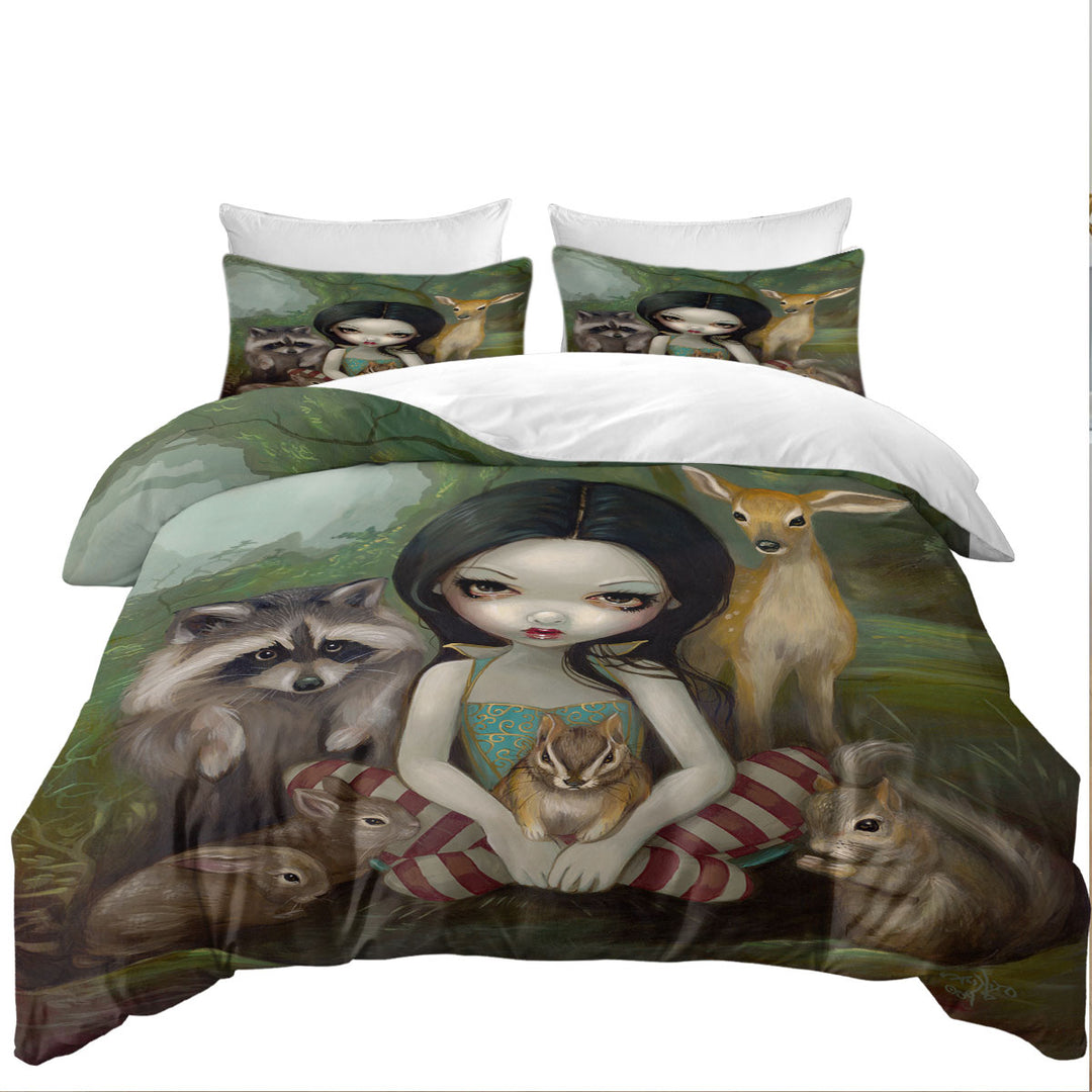 Fairytale Forest Snow White and Her Animal Friends Duvet Cover