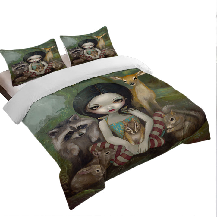 Fairytale Forest Snow White and Her Animal Friends King Size Duvet Cover