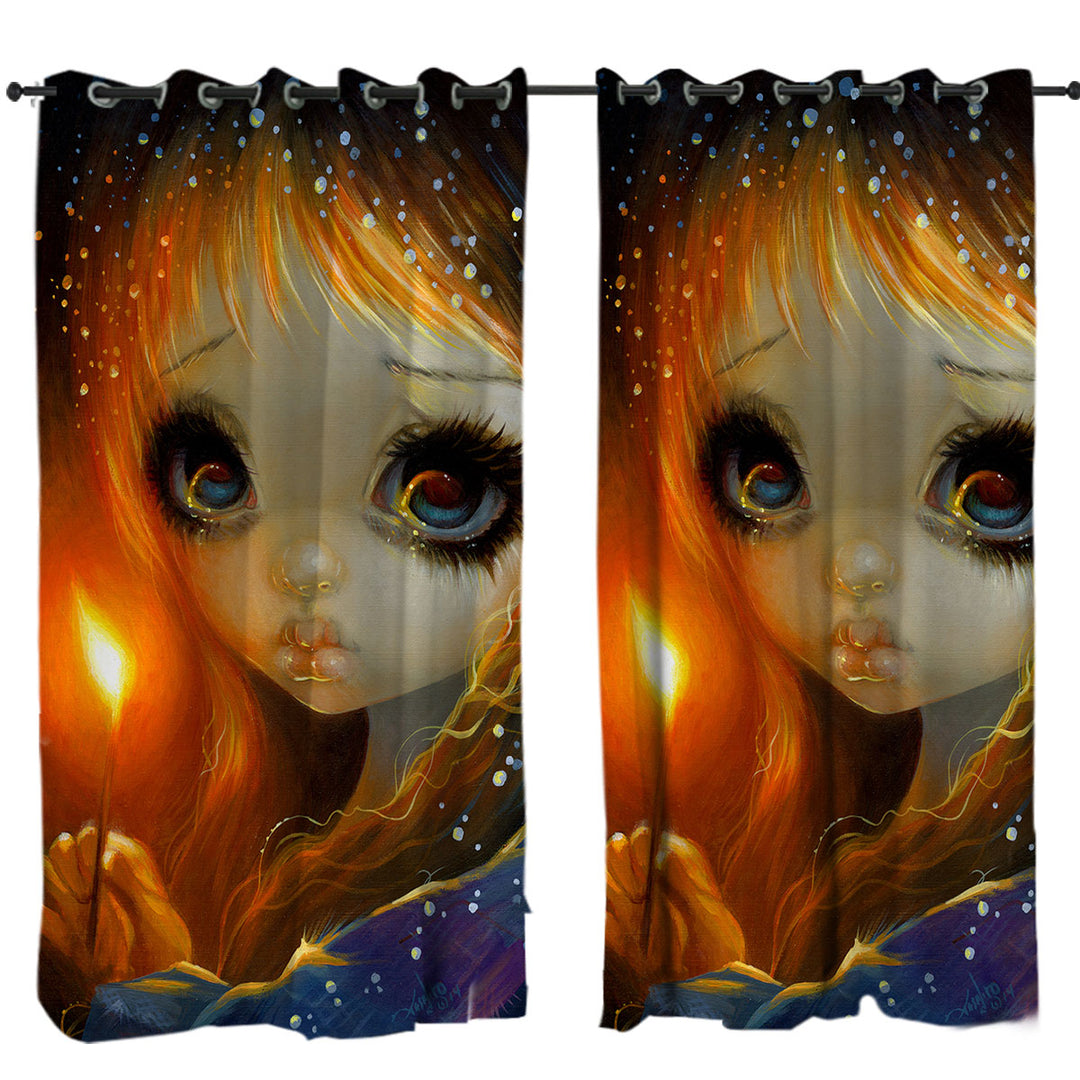 Fairytale Gothic Art the Little Match Girl Curtain