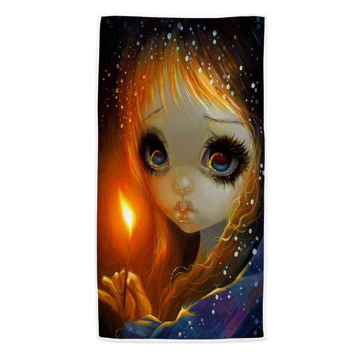 Fairytale Gothic Art the Little Match Girl Lightweight Beach Towel